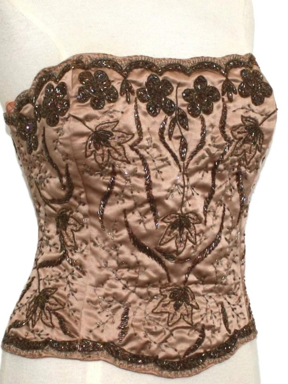 JASDEE Vintage Bustier Corset Hand Work Beading Embroidery On Satin Style F3152